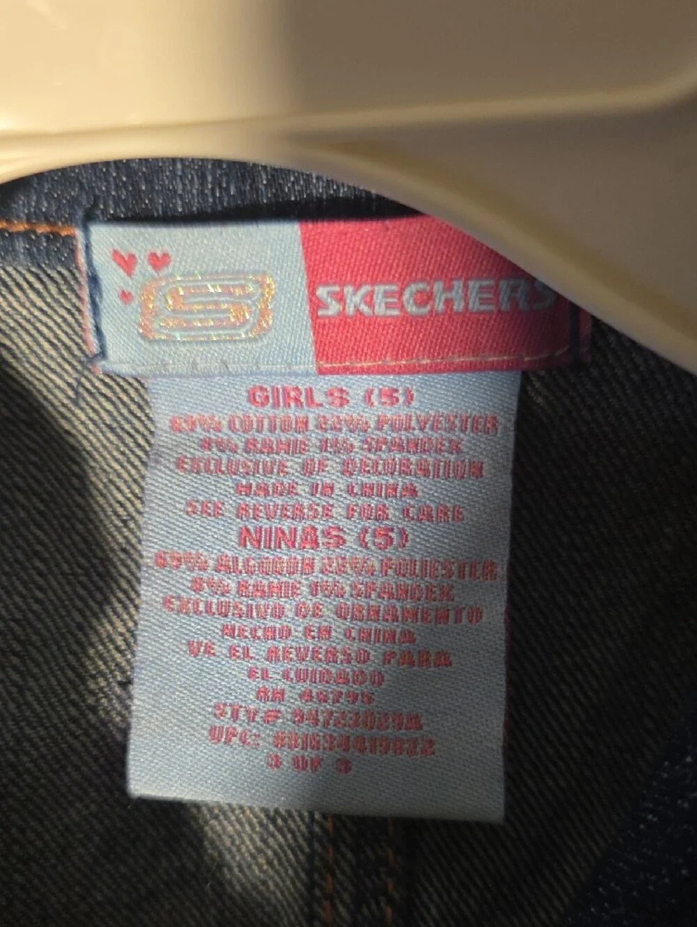 Skechers Dark Blue Denim Jacket with Embroidered Hearts